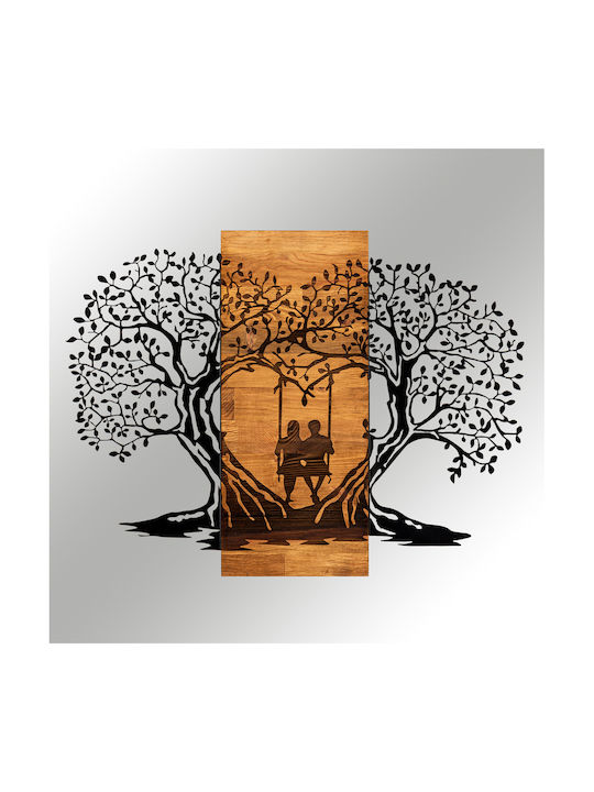 Wallity 3D Mixed Art Black Wooden Wall Decor 76x58cm
