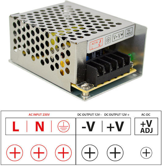 PNI 12V Τροφοδοτικό Συστημάτων CCTV ST3.4A