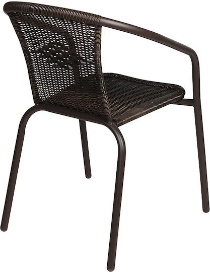 Καρέκλα Εξωτερικού Χώρου Rattan Lydia Καφέ 53x58x77εκ.