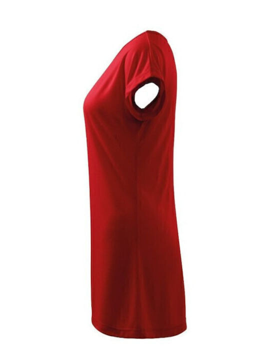 Sommer Mini Sportliches Damenkleid T-Shirt Kurzärmelig Rote