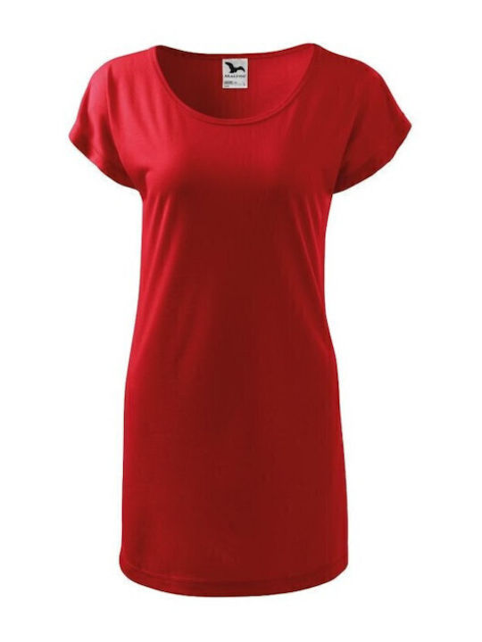 Sommer Mini Sportliches Damenkleid T-Shirt Kurzärmelig Rote
