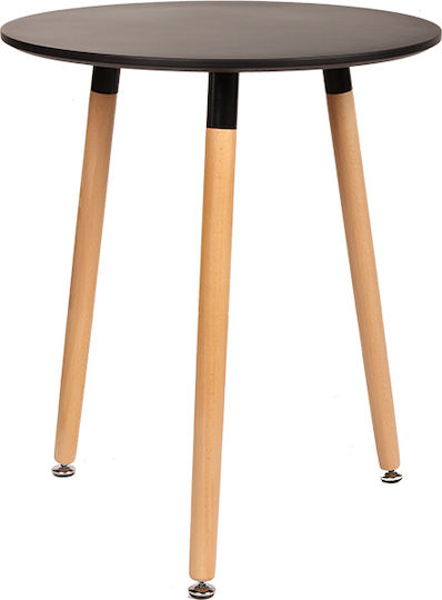 Julio Rundes Küchentisch Holz Schwarz 70x70x71cm