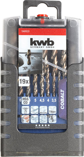 KWB Set of 19 Drills HSS with Cylindrical Shank for Metal
