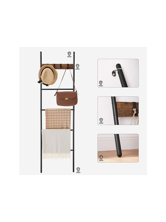 Vasagle Wall-Mounted Bathroom Ladder with 4 Positions ​44x160cm Black