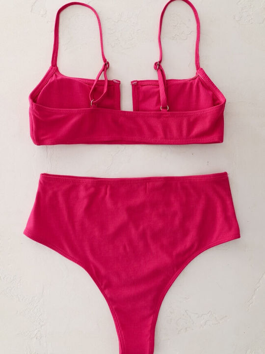 Gigi Bikini Set Sports Bra & Brazil High Waist Fuchsia