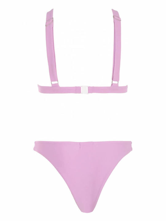 Luigi Padded Bikini Set Triangle Top & Slip Bottom with Adjustable Straps Lilac