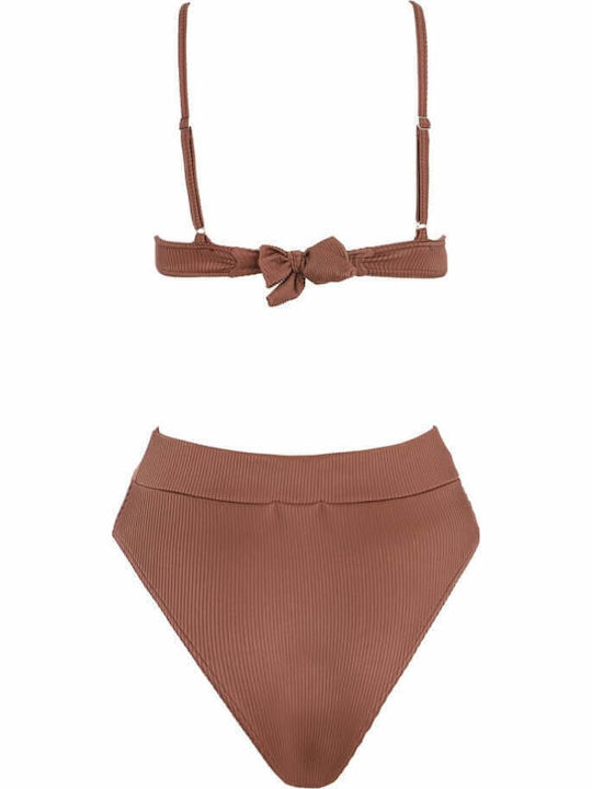 Gigi Set Bikini Τριγωνάκι Ψηλόμεσο Καφέ