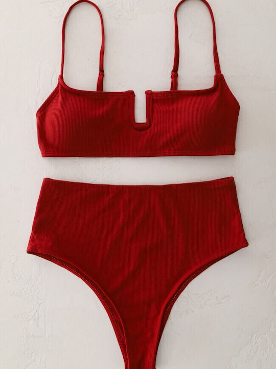 Gigi Set Bikini Μπουστάκι & Brazil Ψηλόμεσο Μπορντό