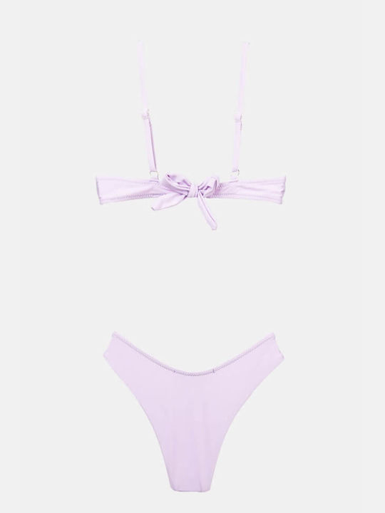 Luigi Padded Underwire Bikini Set Bra & High Waisted Bottom with Adjustable Straps Lilac