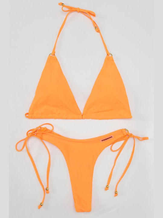 Luigi Set Bikini Triunghi cu Umplutură & Șir de caractere Portocaliu