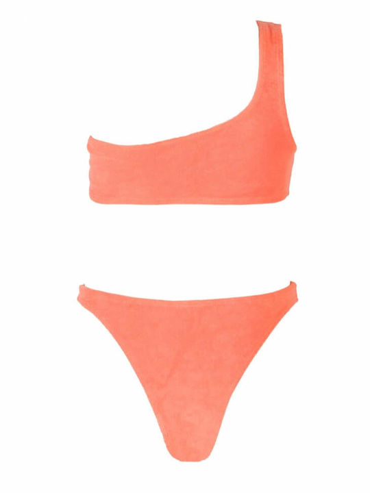 Luigi Bikini Set One Shoulder Top & Slip Bottom Orange