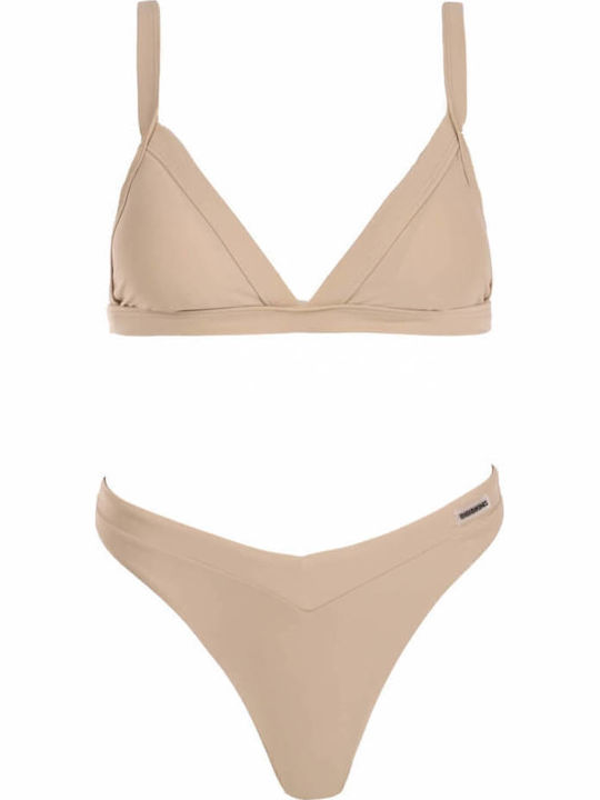 Set Bikini Τριγωνάκι & String Μπεζ