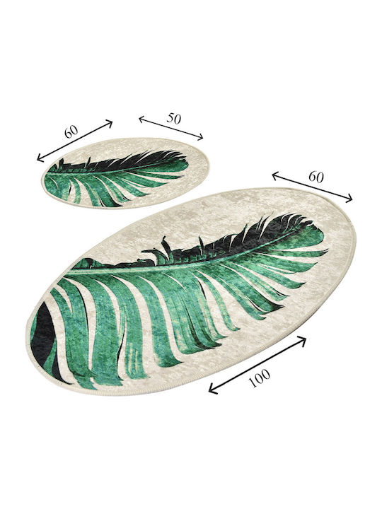 L'Εssentiel Maison Bath Mats Set Oval Green 2pcs