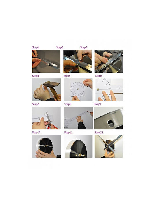 3D Wall Clock Sticker Plastic Red