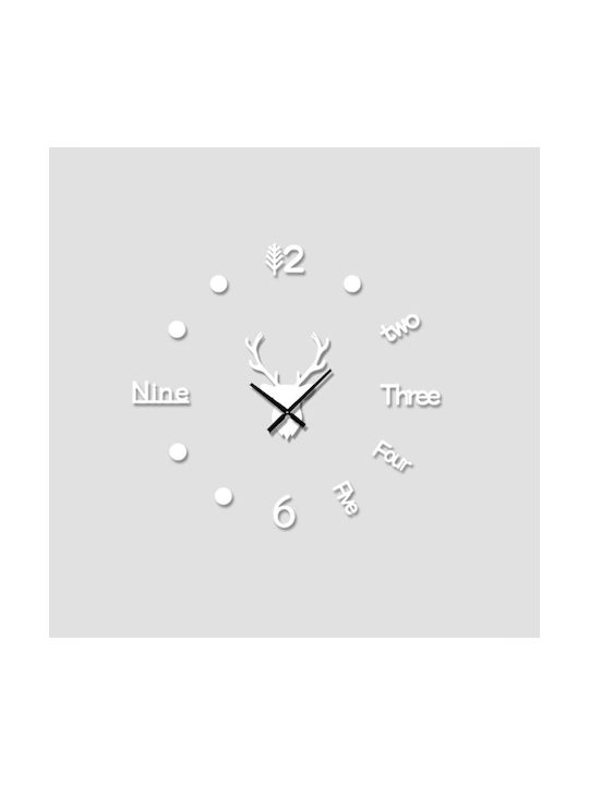 3D Wall Clock Sticker Plastic Silver