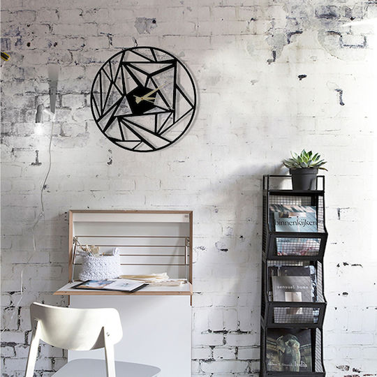 Wallity Ceas de Perete Metalic Negru Ø50cm