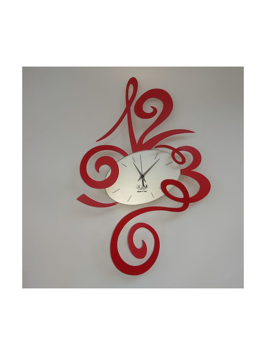 Arti E Mestieri 3D Ceas de Perete Metalic Roșu 51x34cm