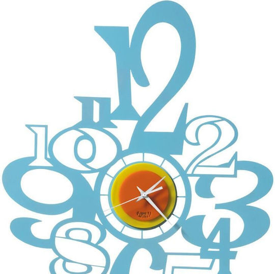 Arti E Mestieri Wall Clock Metallic Light Blue 60x43cm