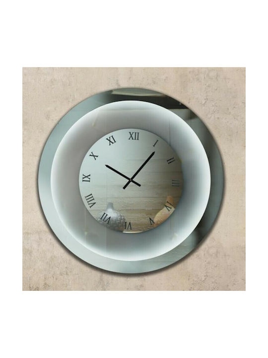 Ploumatos Wall Clock Mirror Silver Ø104cm