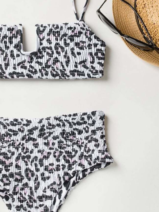 Set Bikini with Removable Padding High Waist Animal Print