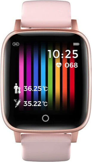 Lemfo T1 Smartwatch με Παλμογράφο (Ροζ)