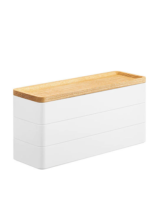 Yamazaki Wooden Jewellery Box White 24x8x11.5cm