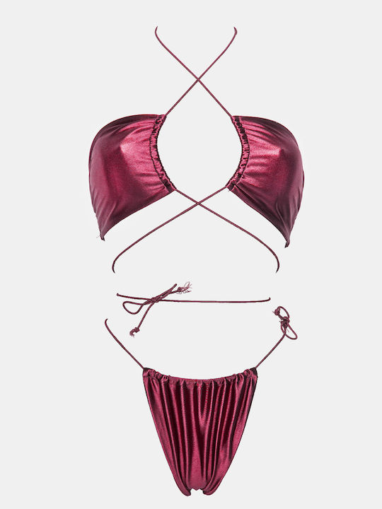 Bikini-Set mit Abnehmbare Verstärkung Burgundisch