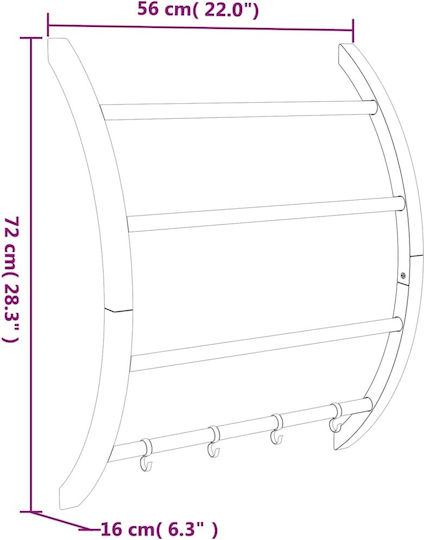 vidaXL Πετσετών Schiene Badezimmer 4 Plätze Wandmontage Schrauben ​72x72cm Silber