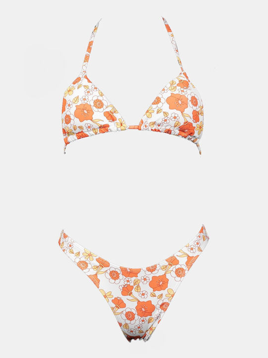 Set Bikini Dreieck Oberteil mit Abnehmbarer Verstärkung & Brazil Blumen