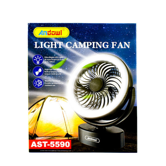 Andowl AST-5590 Ανεμιστηράκι USB Επαναφορτιζόμενο 3000mAh 6W Μαύρο