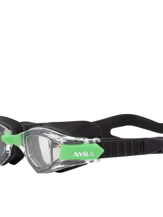 AMILA Swimming Goggles Adults with Anti-fog Lenses Black