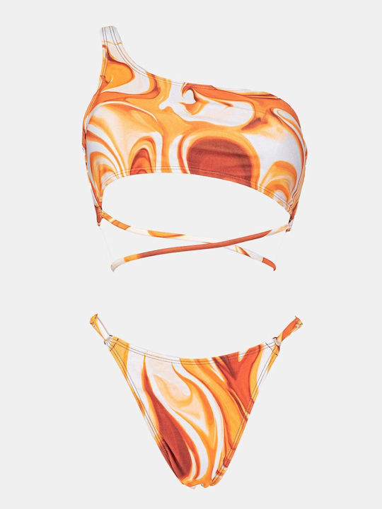 Set Bikini Mit Einer Schulter Mit Abnehmbarer Verstärkung & Brazil Orange