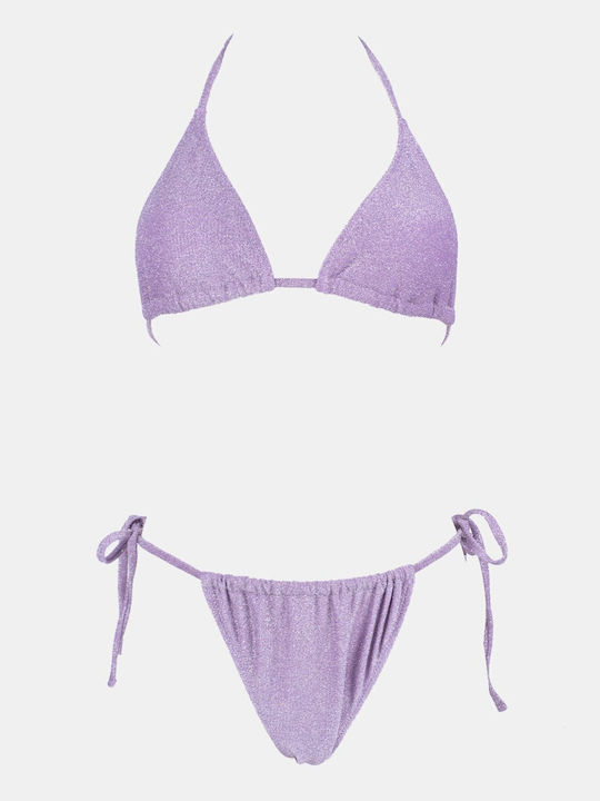Bikini-Set Dreieck mit Abnehmbarer Verstärkung & Brasilien Flieder