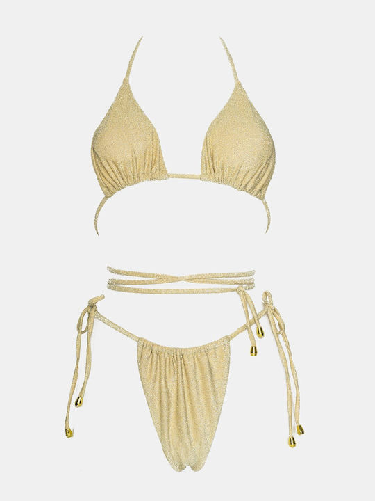 Bikini Set Triangle Top & Brazil High Waist Beige