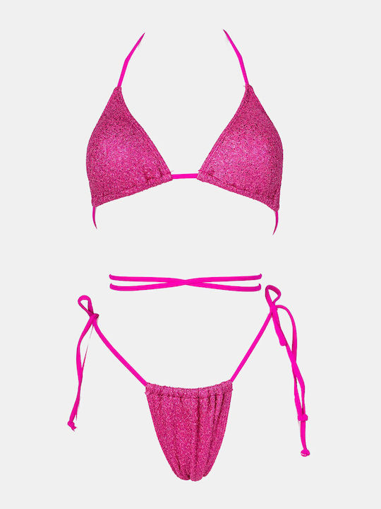 Set Bikini Triunghi Cu Burete Detașabil Fuchsia
