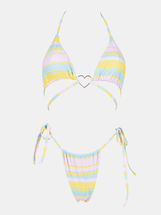 Set Bikini Τριγωνάκι με Αφαιρούμενη Ενίσχυση & Brazil Ριγέ