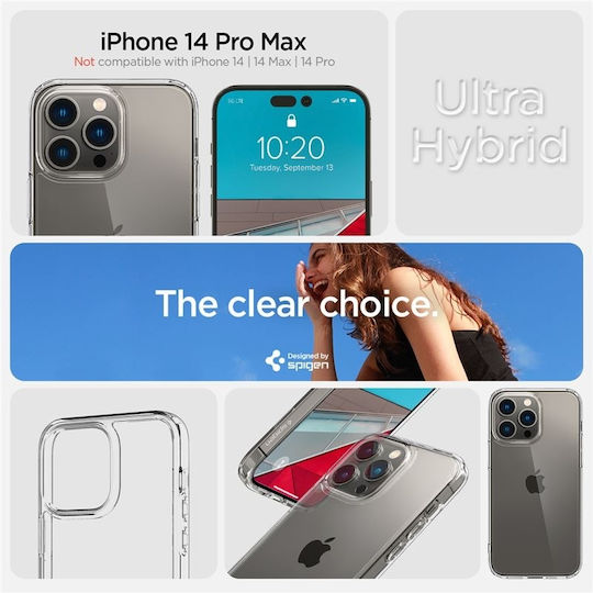 Spigen Crystal Hybrid Umschlag Rückseite Silikon Transparent (iPhone 14 Pro Max)