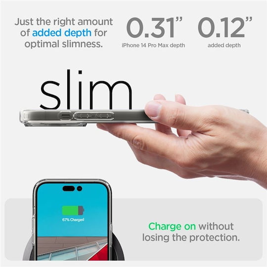 Spigen Crystal Hybrid Umschlag Rückseite Silikon Transparent (iPhone 14 Pro Max)
