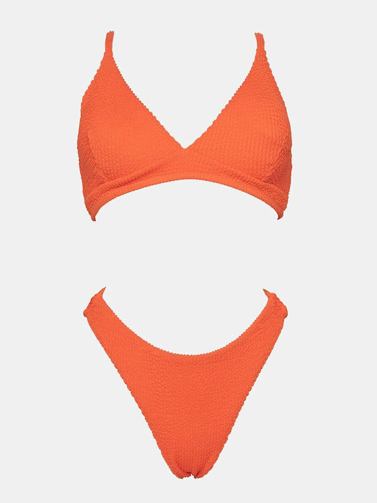 Set Bikini Dreieck mit Abnehmbare Verstärkung & Brasilien Hohe Taille Orange