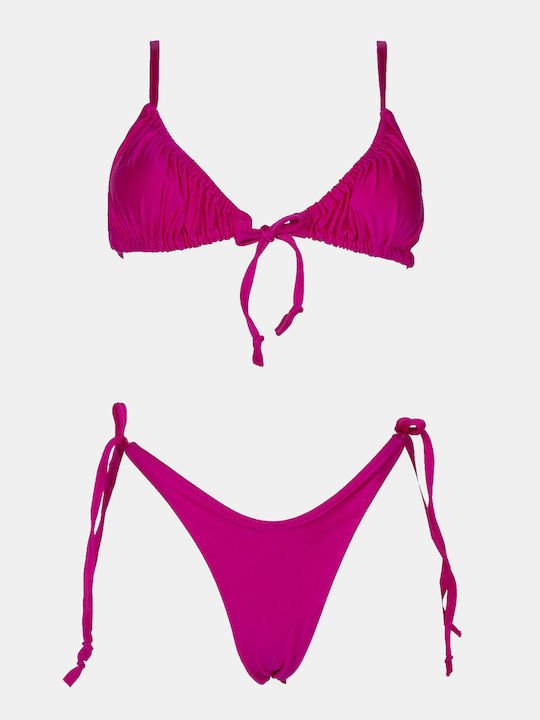 Set Bikini Τριγωνάκι & Brazil Ψηλόμεσο Φούξια
