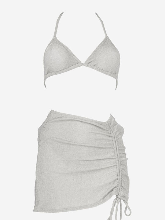 Set Bikini 3 Stücke Dreieck Silber