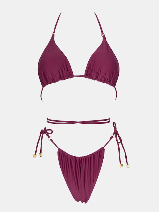 Set Bikini Triunghi Cu Burete Detașabil Burgundy
