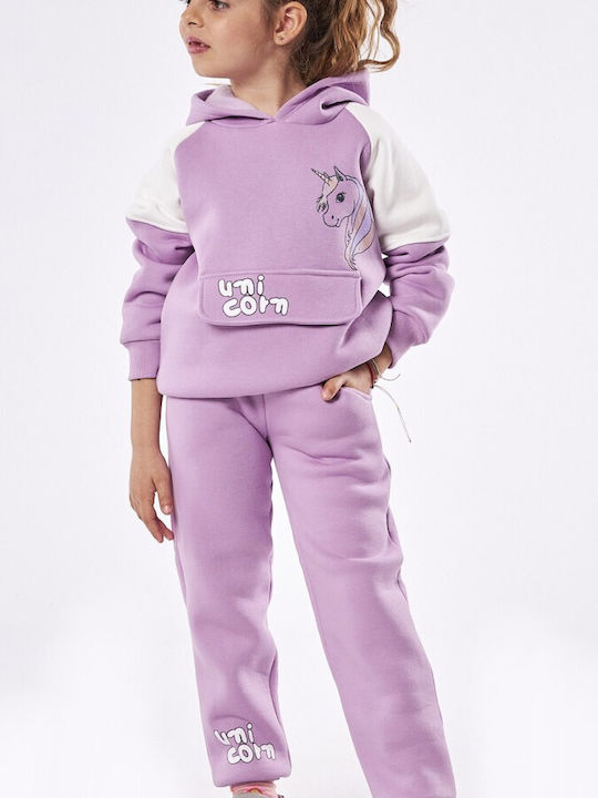 Εβίτα Kids Sweatpants Set Purple 2pcs