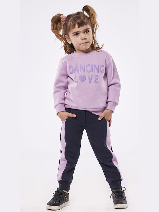 Εβίτα Kids Sweatpants Set Purple 2pcs