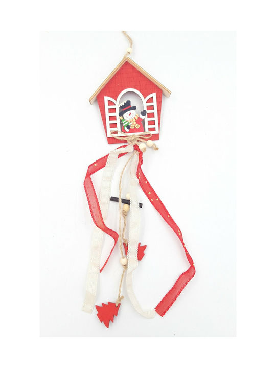 Hanging Ornament House Wooden Red