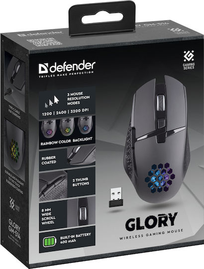 Defender GM-514 Ασύρματο RGB Gaming Ποντίκι 3200 DPI Μαύρο