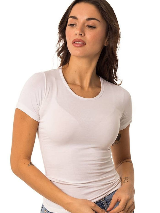 Comfort Kurzärmelig Weiß Damen T-Shirt