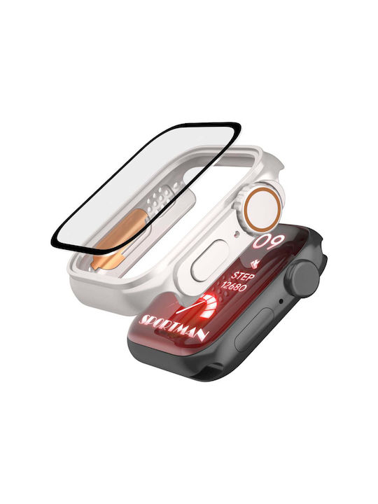 Tech-Protect Defense 360 Plastic Case with Glass Titanium / Orange for Apple Watch 45mm