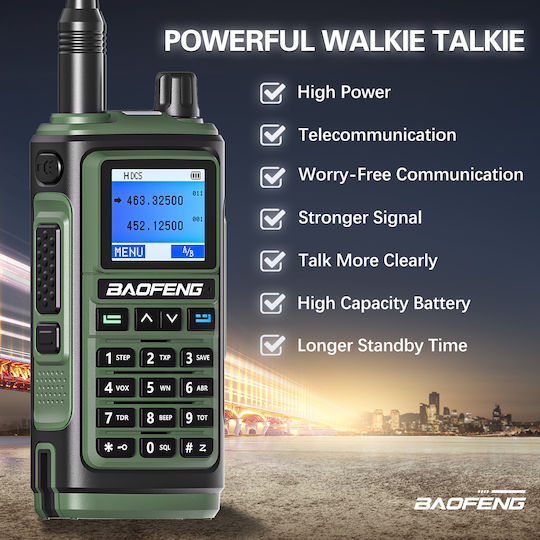 Baofeng BF-UV17 Wireless Transceiver UHF/VHF 8W with Color Screen In Green Color