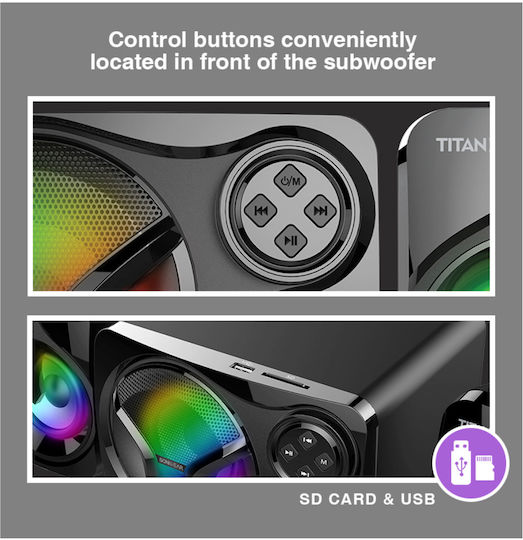 Sonic Gear Titan 3 2.1 Wireless Speakers with Bluetooth 6W Black